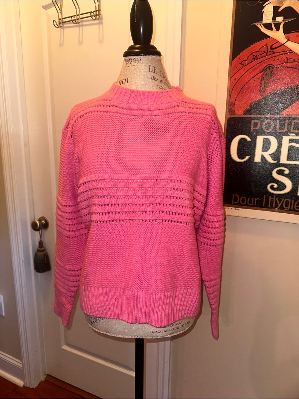 Source Unknown Bright Pink Crewneck Knit Sweater